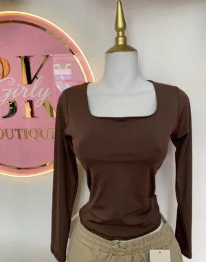 blusa cuadrada manga larga girly bk blusa cuadrada cafe