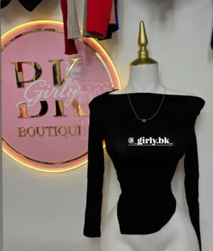 blusa corrugada manga larga negro